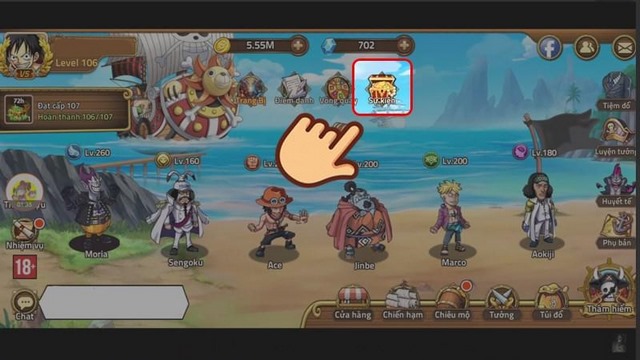 mở game chọn mục sự kiện