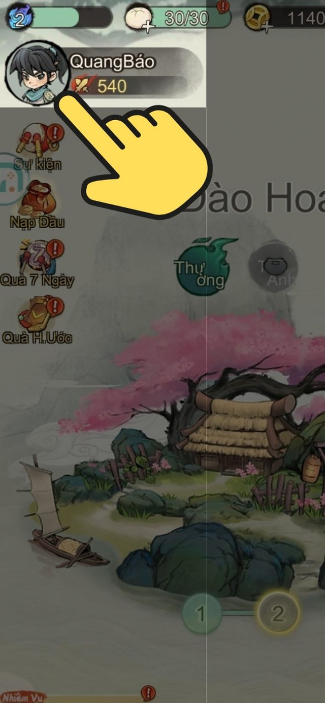 bước 1: nhấn vào ảnh góc trái