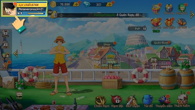 bước 1: nhấn vào avatar nhân vật