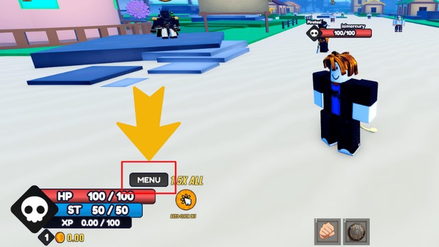 bước 1: nhấn vào nút menu màn hình game