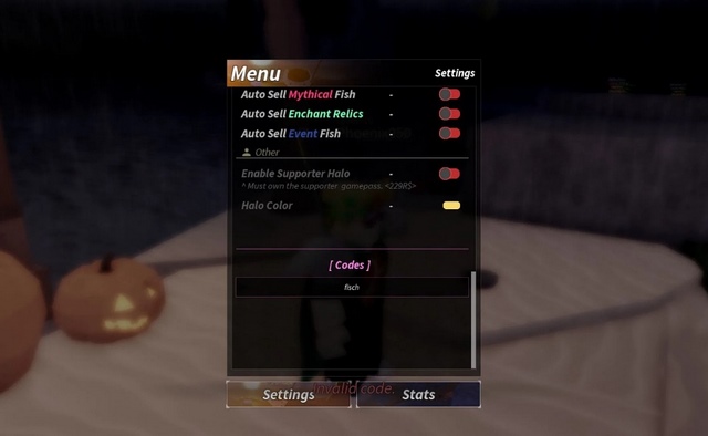 bước 1: vào game fisch, chọn menu