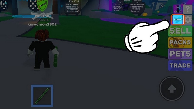 bước 2: chọn biểu tượng nhập code ninja legends