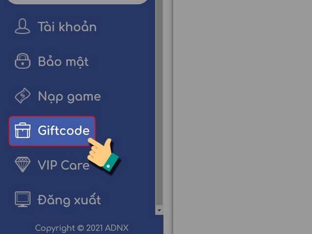bước 2: chọn giftcode
