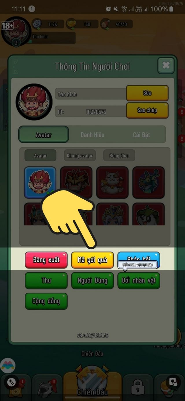 bước 2: chọn mục mã quà tặng