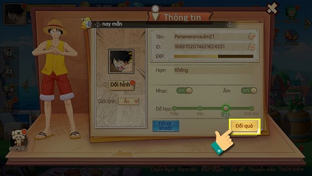 bước 2: chọn nút "đổi quà"