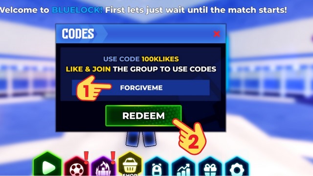 bước 2: nhập mã code blue lock rivals
