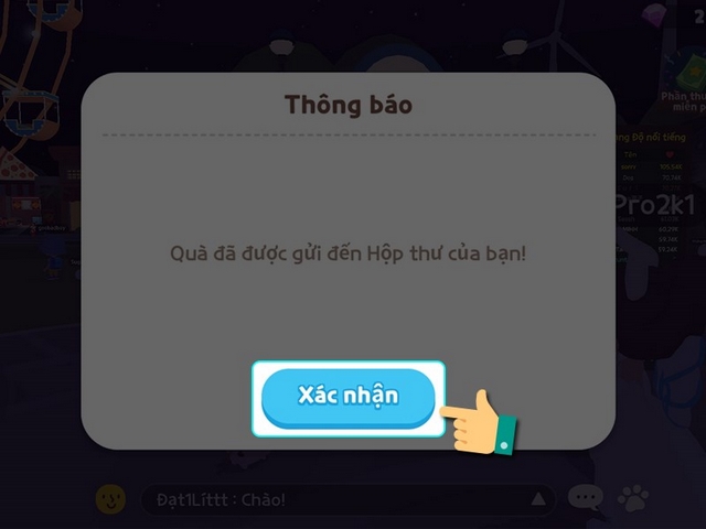 bước 2: xuất hiện thông báo, nhấn xác nhận
