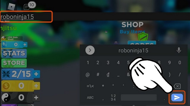 bước 3: điền code và nhấn vào mũi tên xanh