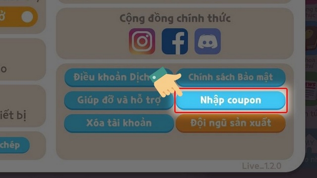 bước 3: nhấn vào tùy chọn nhập coupon
