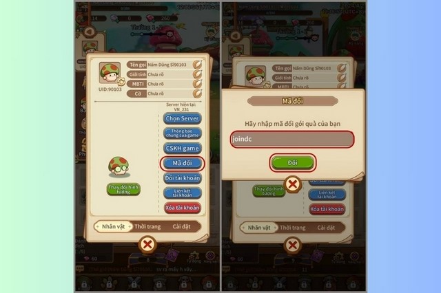 bước 3: nhập code