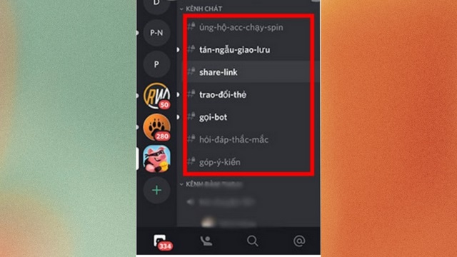 bước 3: vào "kênh chat" và tìm từ khóa #share-link