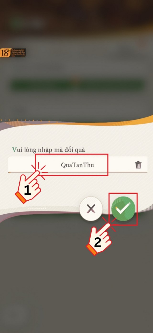 bước 4: nhập mã code hành trình afk
