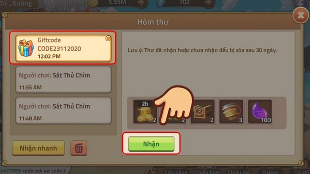 vào thư nhận code huyền thoại hải tặc