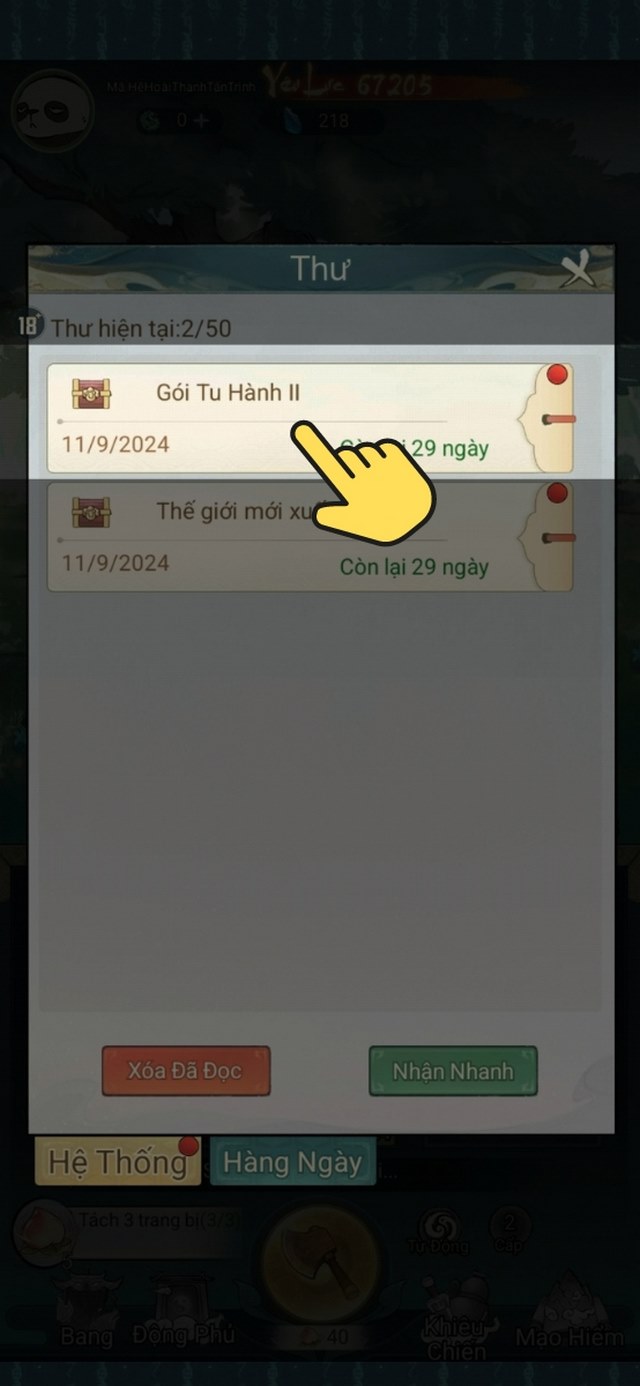 bước 7: chọn mục thư