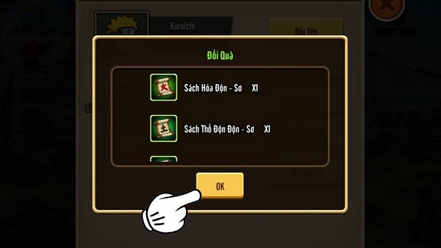 phần thưởng sẽ được chuyển vào tài khoản